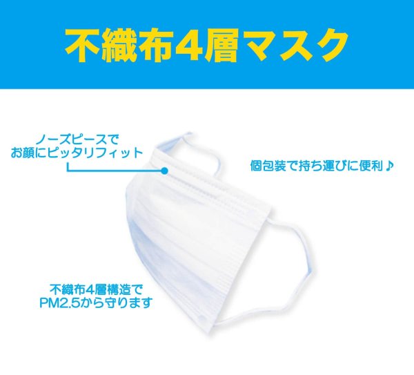 画像3: PM2.5対応 4層不織布マスク（白）PFE99％以上　個別包装20枚パック (3)