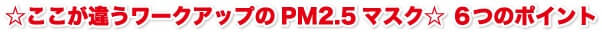 ☆ここが違うワークアップのPM2.5マスク☆6つのポイント